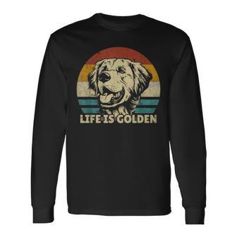 Golden Retriever Dog Life Is Golden Retro Vintage Langarmshirts - Seseable