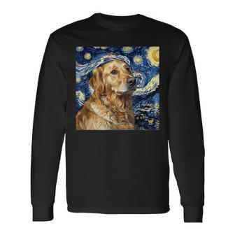 Golden Retriever Dog Van Gogh Style Starry Night Long Sleeve T-Shirt - Thegiftio UK
