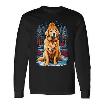 Golden Retriever In Winter Hat Happy Golden Retriever Langarmshirts - Geschenkecke