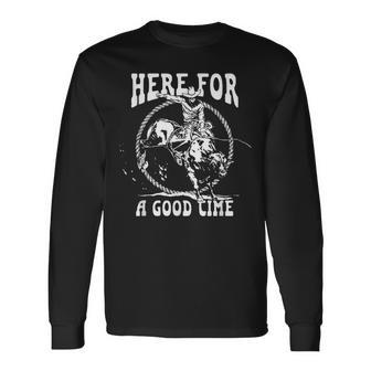 Here For A Good Time Country Western Cowboy Vintage Long Sleeve T-Shirt - Thegiftio UK