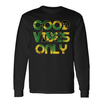 Good Vibe Only Jamaica Flag Tie Dye Positive Vibes Only Long Sleeve T-Shirt - Monsterry