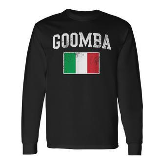 Goomba Italian Flag Italia Italy Vintage Distressed Long Sleeve T-Shirt - Monsterry CA