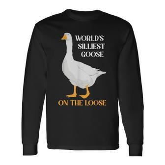 Goose On The Loose World's Silliest Cute Children Long Sleeve T-Shirt - Monsterry