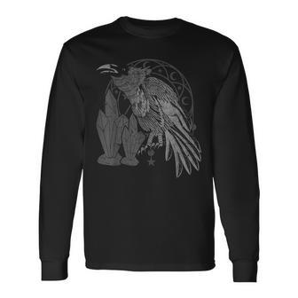 Gothic Raven Black Animal Spooky Bird Crystals Crow Long Sleeve T-Shirt - Thegiftio UK