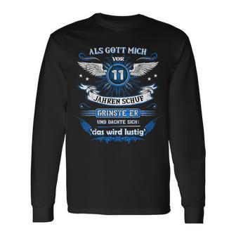 Gott Grinste Vor 11 Jahren German L Langarmshirts, Lustiges Spruch Tee - Seseable