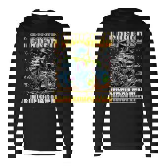 Graduation Kindergarten Monster Truck Boys I Crushed Grad Long Sleeve T-Shirt | Mazezy