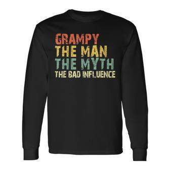 Grampy The Man Myth Bad Influence Vintage Long Sleeve T-Shirt - Monsterry