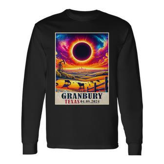 Granbury Texas Total Solar Eclipse 2024 Totatily Vintage Long Sleeve T-Shirt | Mazezy