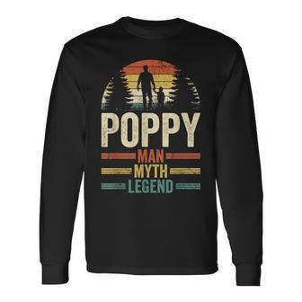 Grandad Grandfather Poppy Man Myth Legend Fathers Day Long Sleeve T-Shirt - Monsterry CA