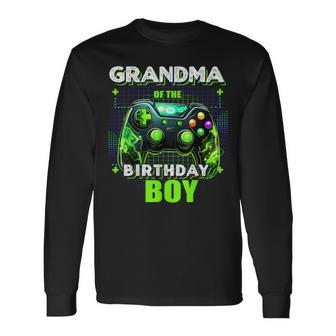 Grandma Of The Birthday Boy Matching Family Video Game Party Long Sleeve T-Shirt - Seseable
