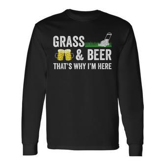 Grass And Beer Gardening Lawn Mowing Long Sleeve T-Shirt - Thegiftio UK
