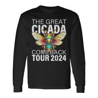 Great Cicada Comeback Tour 2024 Insect Invasion Retro Long Sleeve T-Shirt - Monsterry