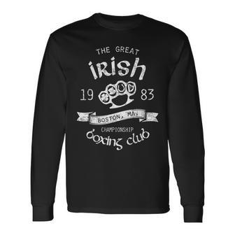 Great Irish Boston St Patrick's Boxing Club Fighting Pub Long Sleeve T-Shirt - Monsterry UK