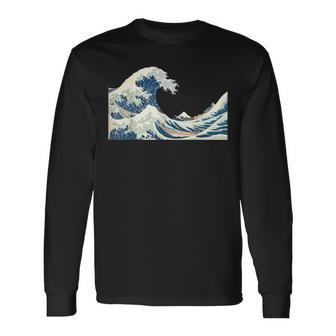 Great Wave Off Kanagawa Katsushika Hokusai Surfing Ocean Long Sleeve T-Shirt - Thegiftio UK
