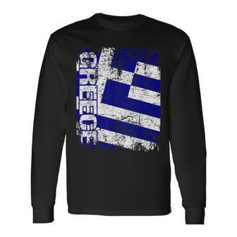 Greece Flag Vintage Distressed Greece Long Sleeve T-Shirt - Monsterry