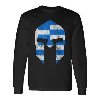 Greek Gladiators Spartan Helmet Greece Sparta Long Sleeve T-Shirt - Monsterry DE