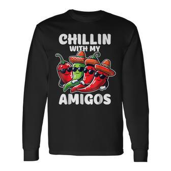 Green And Red Chilli Hot Pepper Cinco De Mayo Chilli Long Sleeve T-Shirt | Mazezy CA
