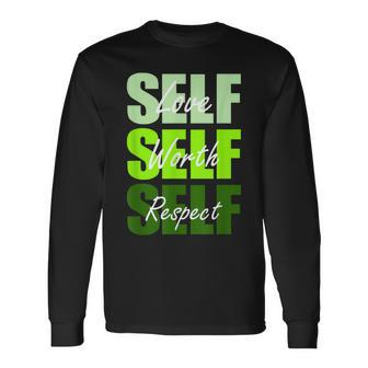 Green Self-Ish X 3 Green Color Graphic Long Sleeve T-Shirt - Seseable