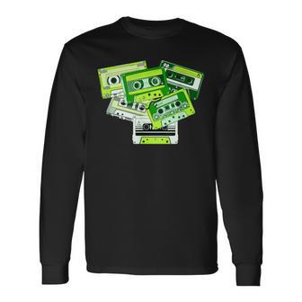 Green Tape Cassettes Classic Old School Green Color Graphic Long Sleeve T-Shirt - Monsterry CA