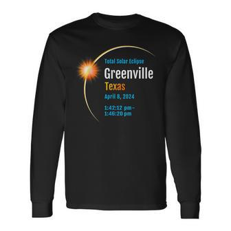 Greenville Texas Tx Total Solar Eclipse 2024 1 Long Sleeve T-Shirt | Mazezy