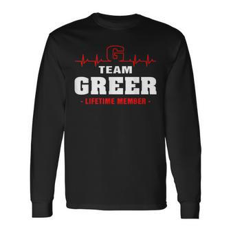 Greer Surname Family Last Name Team Greer Lifetime Member Long Sleeve T-Shirt - Seseable
