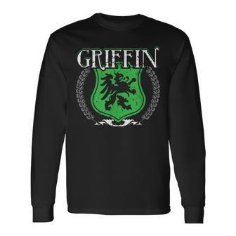 Griffin Irish Family Surname Last Name Family Crest Long Sleeve T-Shirt - Seseable