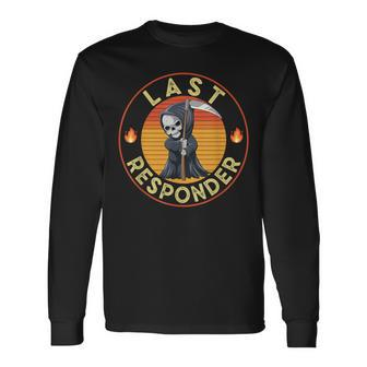 Grim Reaper Dark Meme Mortician Last Responder Vintage Long Sleeve T-Shirt - Monsterry DE