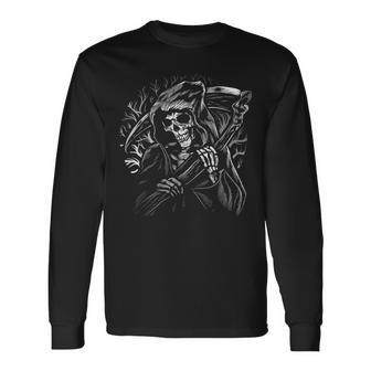 Grim Reaper Skull Death Scythe Dead Gothic Horror Long Sleeve T-Shirt - Thegiftio UK