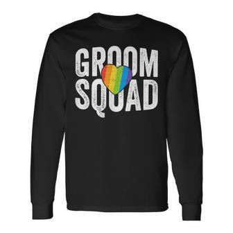 Groom Squad Pride Lgbt Same Sex Gay Wedding Husband Men Long Sleeve T-Shirt - Thegiftio UK