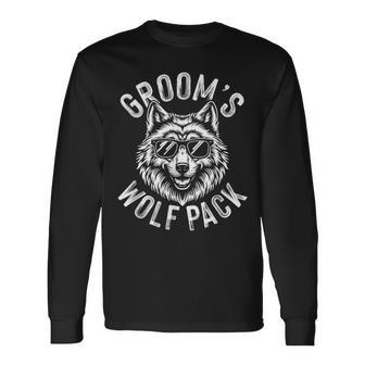Groom's Wolf Pack Groomsmen Party Team Groom Long Sleeve T-Shirt - Seseable