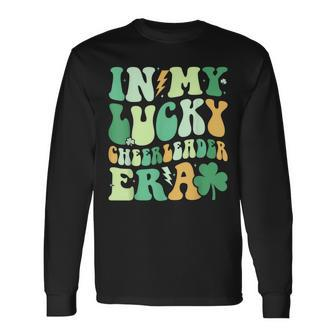 Groovy In My Lucky Cheerleader Era St Patrick's Day Clover Long Sleeve T-Shirt | Mazezy