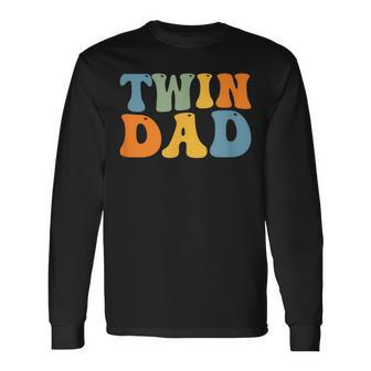 Groovy Twin Daddy Father's Day For New Dad Of Twins Long Sleeve T-Shirt - Thegiftio UK