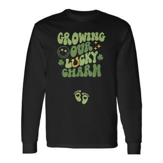 Growing Our Lucky Charm St Patrick's Day Pregnancy Maternity Long Sleeve T-Shirt - Seseable
