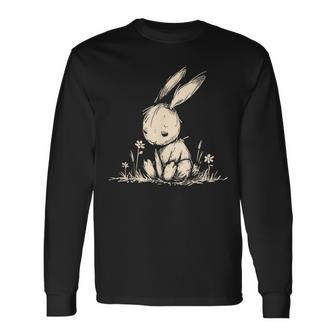 Grunge Bunny Rabbit Cute Goth Alt Losercore Sad Aesthetic Long Sleeve T-Shirt - Seseable