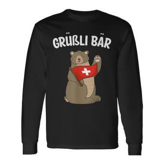 Grüßli Bear  Swiss Grüezi Grizzly Bear Langarmshirts - Seseable