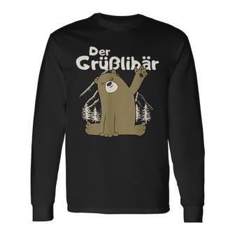 Grüßlibär Cute Bear Waving S Langarmshirts - Geschenkecke