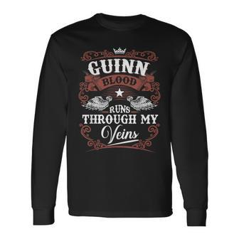 Guinn Blood Runs Through My Veins Vintage Family Name Long Sleeve T-Shirt | Mazezy UK
