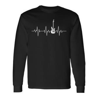 Guitar Guitarist Electric Guitar Heartbeat Rock Music Long Sleeve T-Shirt - Monsterry