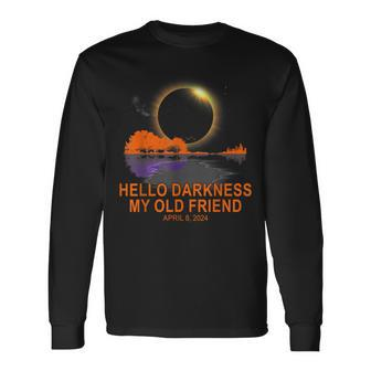 Guitar Landscape Hello Darkness My Old Friend April 08 2024 Long Sleeve T-Shirt | Mazezy