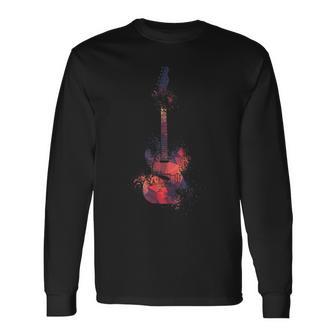 Guitar Player Guitar Motif Silhouette Langarmshirts - Seseable