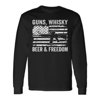 Guns Whisky Beer And Freedom Usa Pro Gun Drinking Long Sleeve T-Shirt - Monsterry AU
