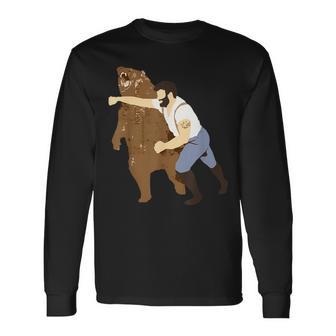 Guy Punching Bear Long Sleeve T-Shirt | Mazezy