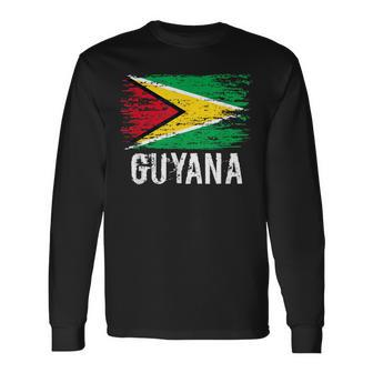 Guyanese Flag Pride Vintage Guyanese Root Guyana Long Sleeve T-Shirt - Monsterry