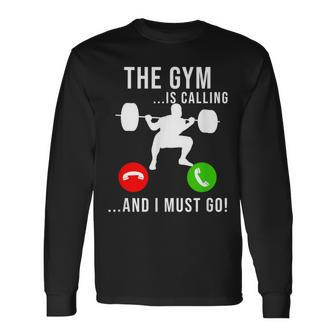 Gym Is Calling Workout Fitness Bodybuilding Weight Lifting Long Sleeve T-Shirt - Monsterry UK
