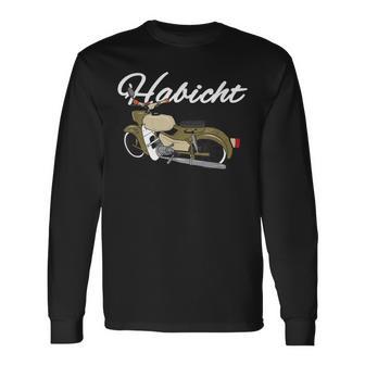 Habicht Motorrad Vintage Design Schwarzes Langarmshirts, Retro Biker Tee - Seseable