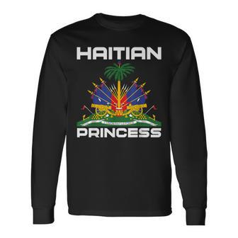 Haitian Princess Melanin Haiti Flag Princess Crown Long Sleeve T-Shirt - Seseable
