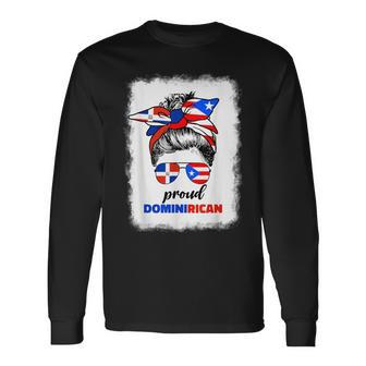 Half Dominican And Puerto Rican Rico Flag Dominirican Gril Long Sleeve T-Shirt - Monsterry AU