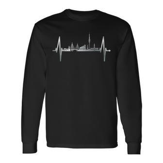 Hamburg Skyline Heartbeat Hamburger Hafen Liebe Fan Hamburg Langarmshirts - Geschenkecke