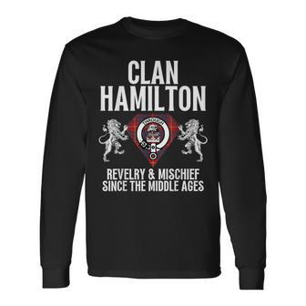Hamilton Clan Scottish Name Coat Of Arms Tartan Family Party Long Sleeve T-Shirt - Seseable