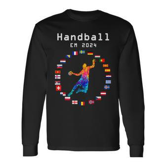 Handball Em 2024 Flag Handballer Sports Player Ball Langarmshirts - Seseable